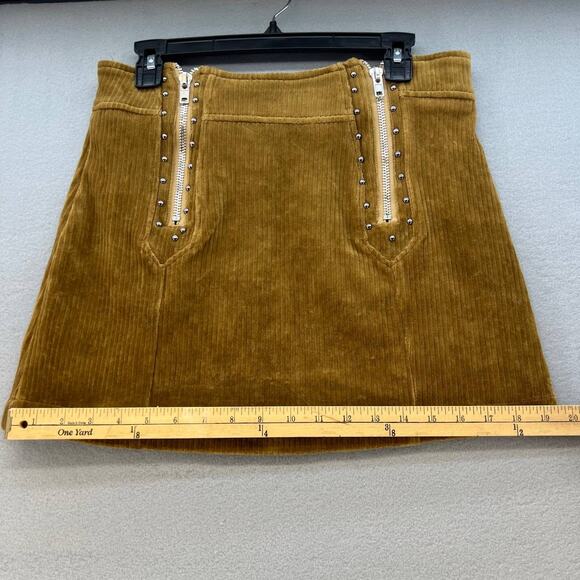 Pol Women's Corduroy Mini Skirt Size Large Mustard Color Dueling ZippersSMS14A - Picture 4 of 10
